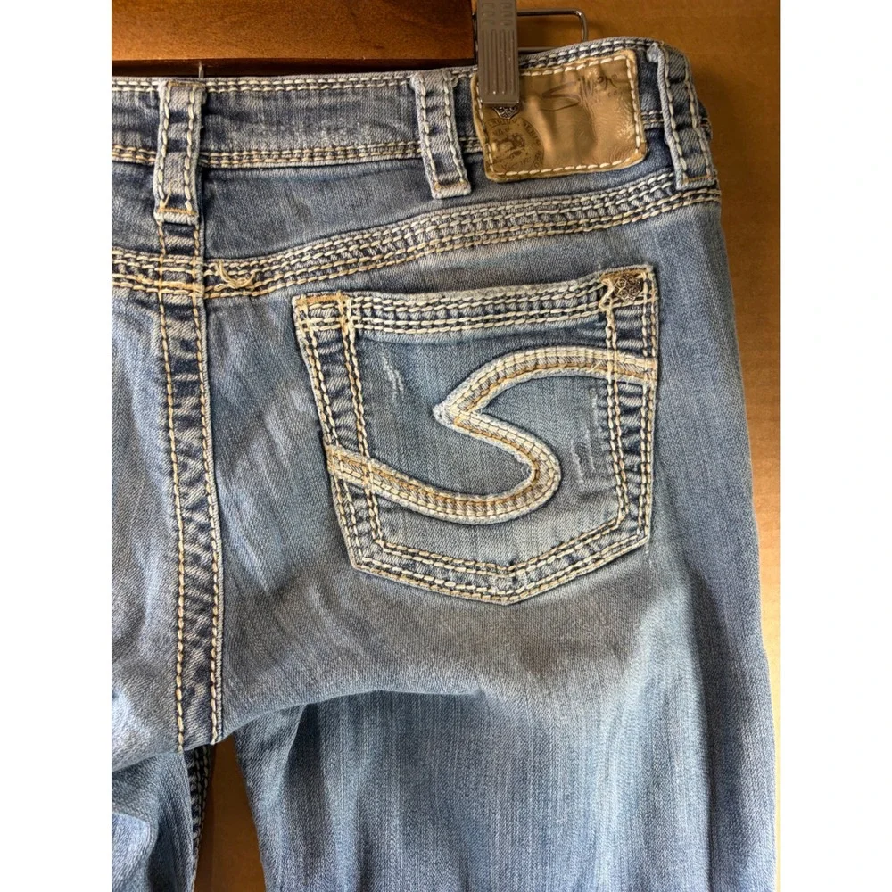 Silver Jeans Co Lola Jeans Womens 32x30 Blue Bootcut Mid Rise Contrast Stitch